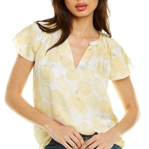 Loren Flutter Sleeve Blouse in Yellow Size XS